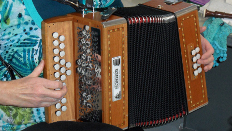 Gros plan d'un accordéon diatonique